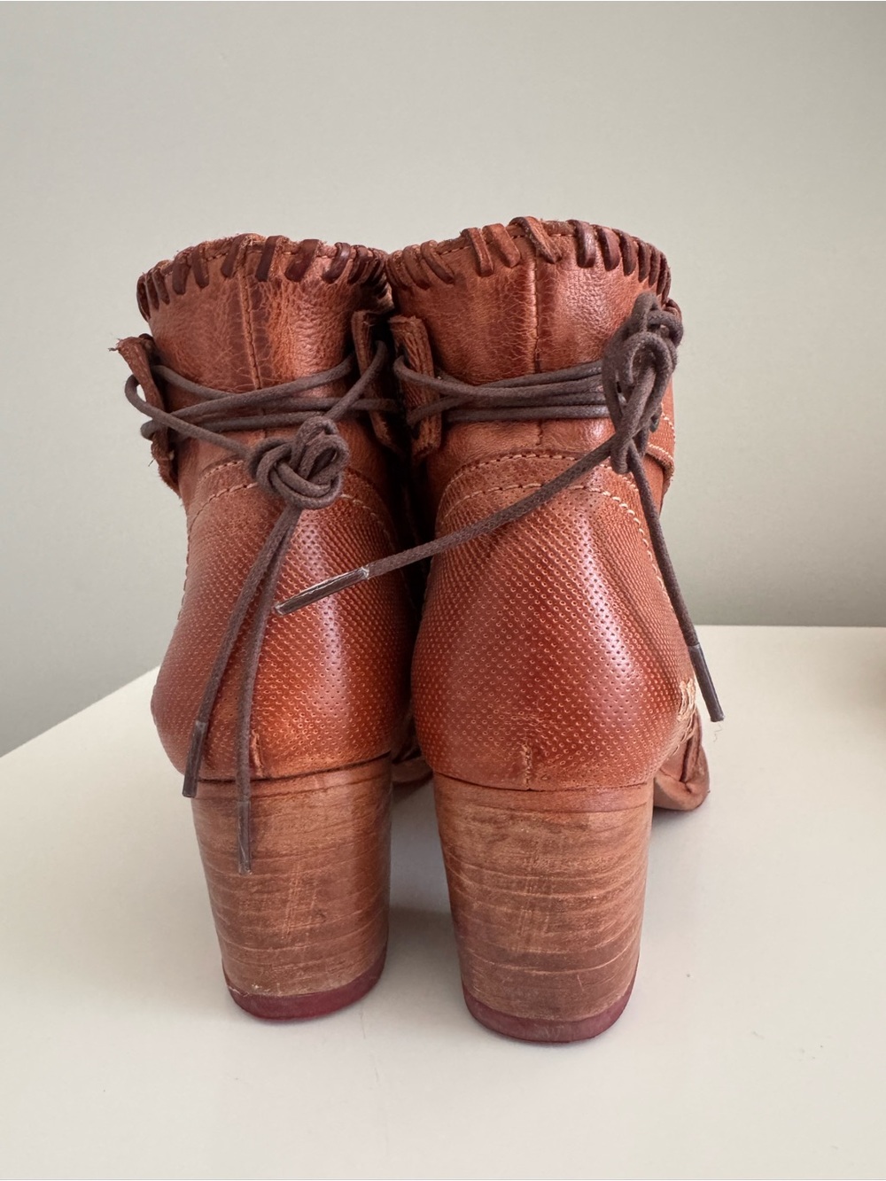 Bed Stu Cognac Leather Zip-Front Ankle Booties - Picture 2 of 3